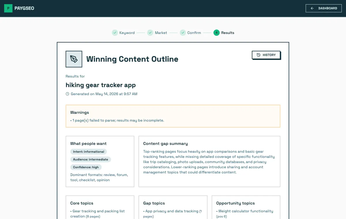 Winning Content Outline detailed results screenshot
